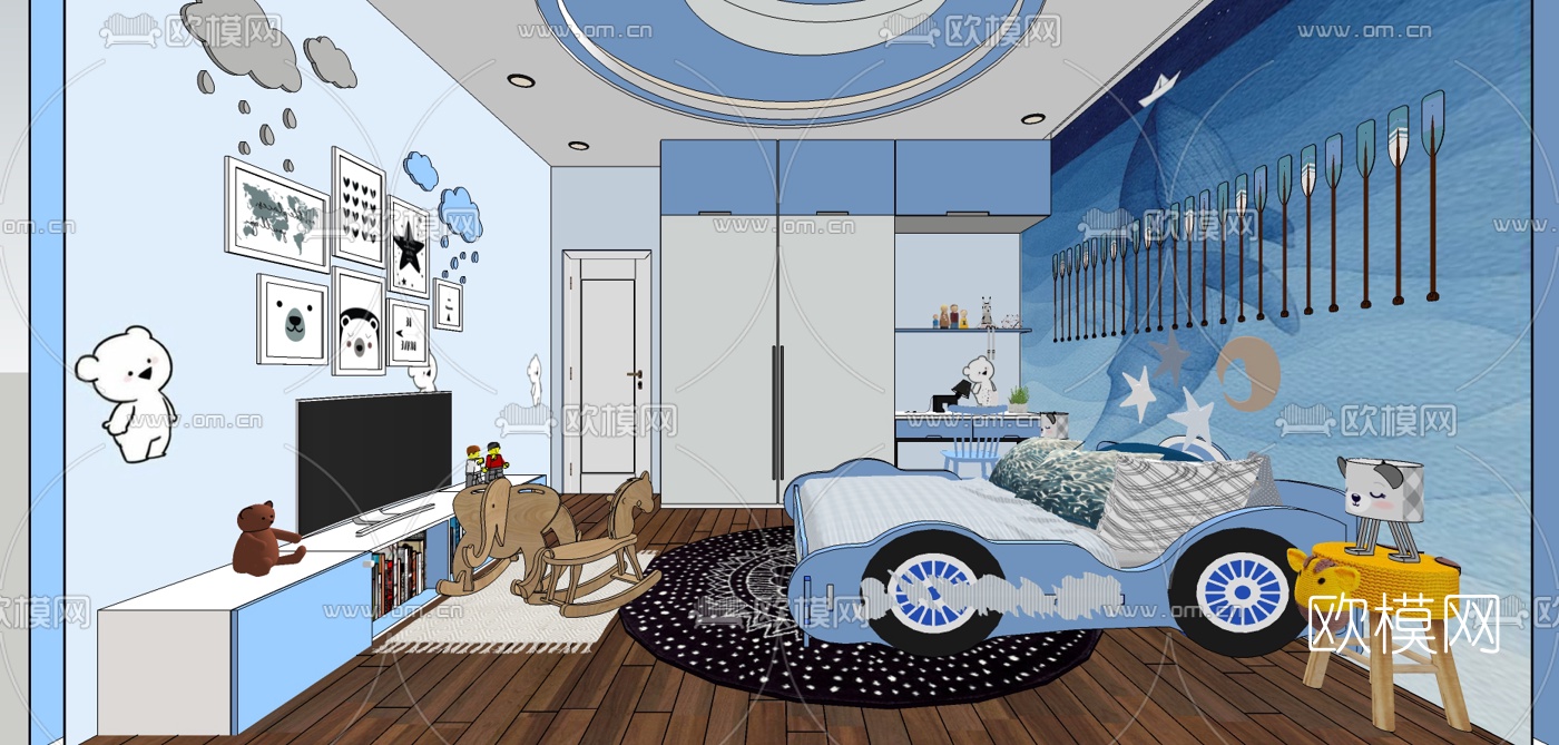 地中海儿童房su模型下载