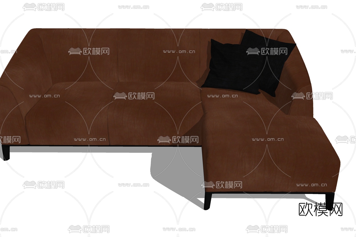 现代布艺转角多人沙发免费su模型下载