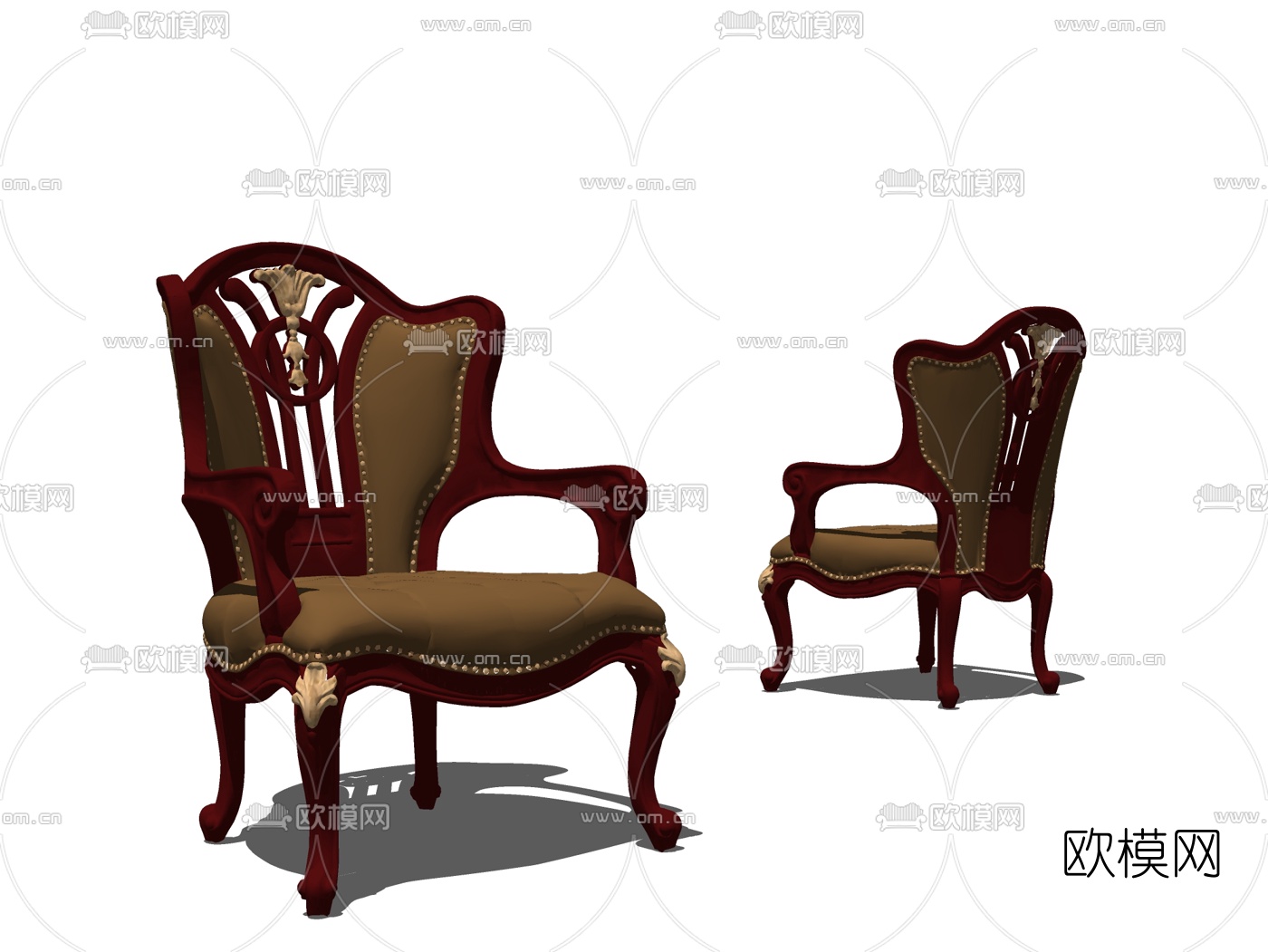 欧式实木单椅su模型下载
