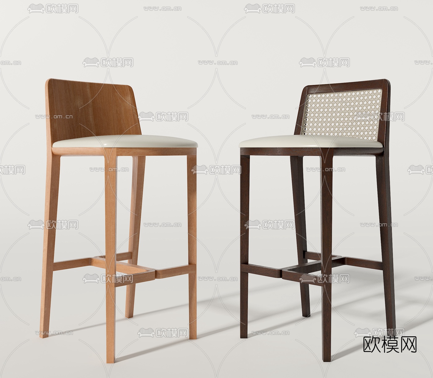 现代木质吧台椅3d模型下载