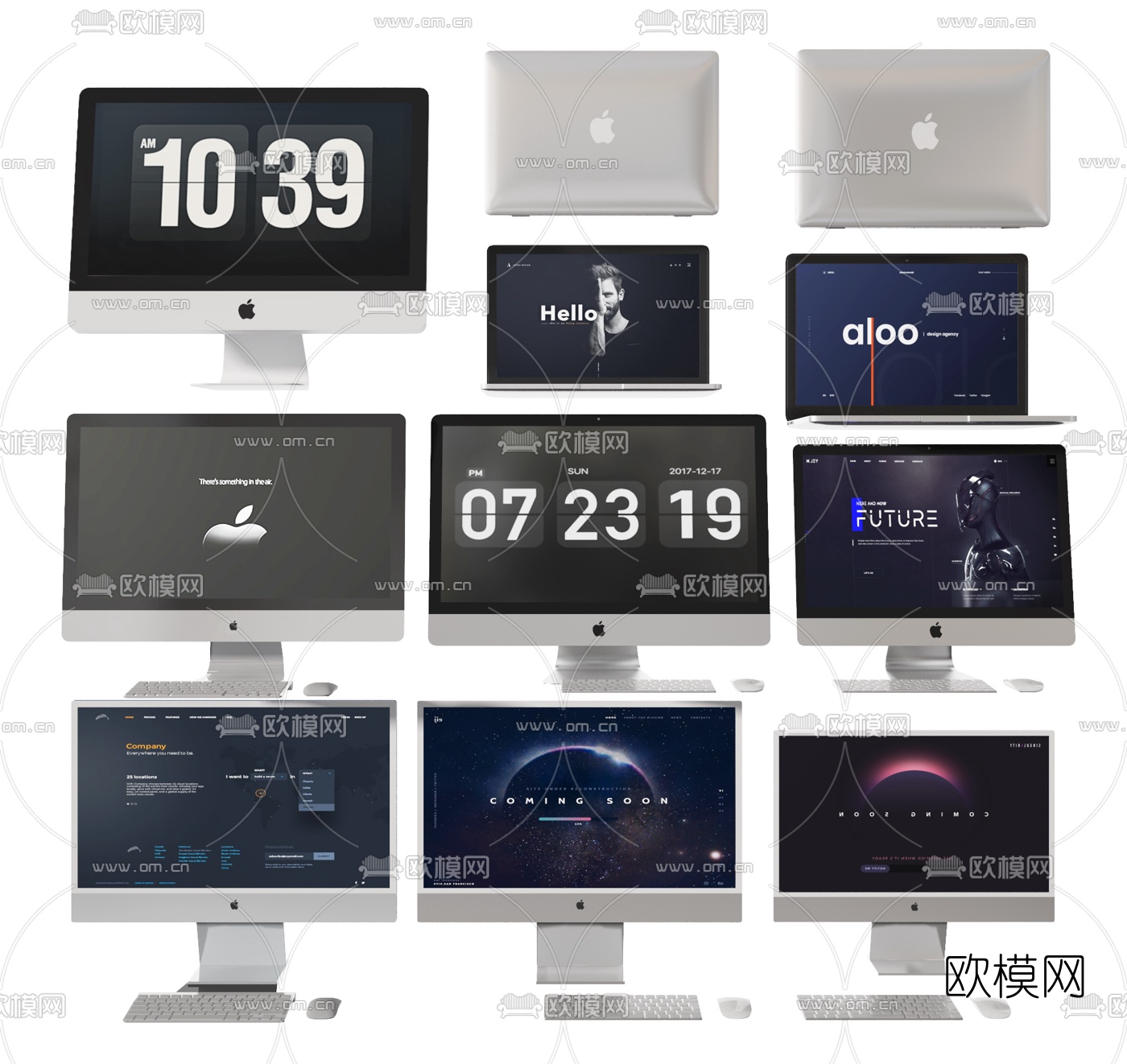 现代苹果电脑显示屏3d模型