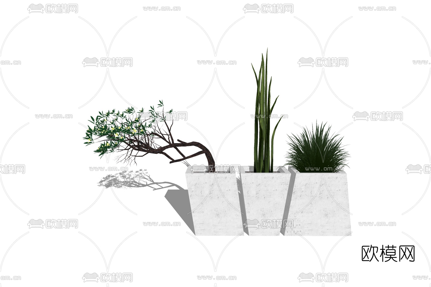 现代绿植盆栽su模型下载