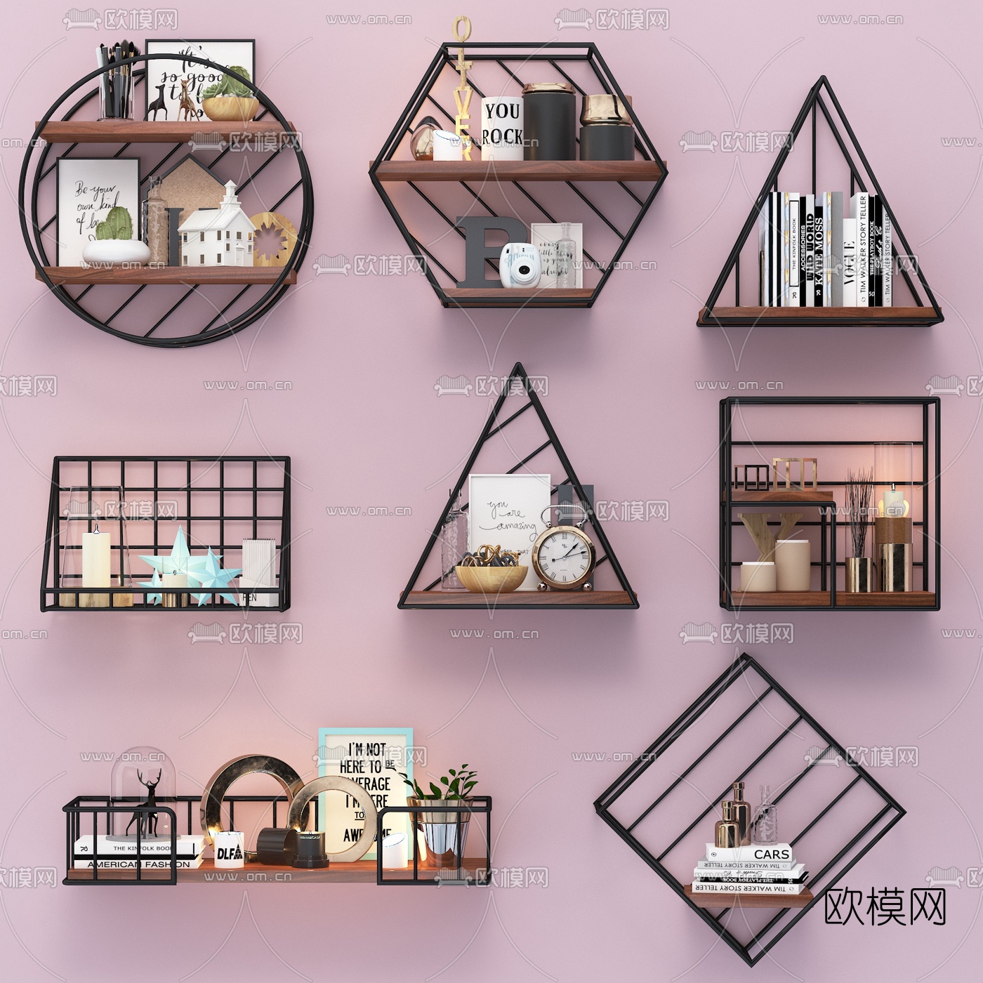 现代壁柜吊柜摆件3d模型下载