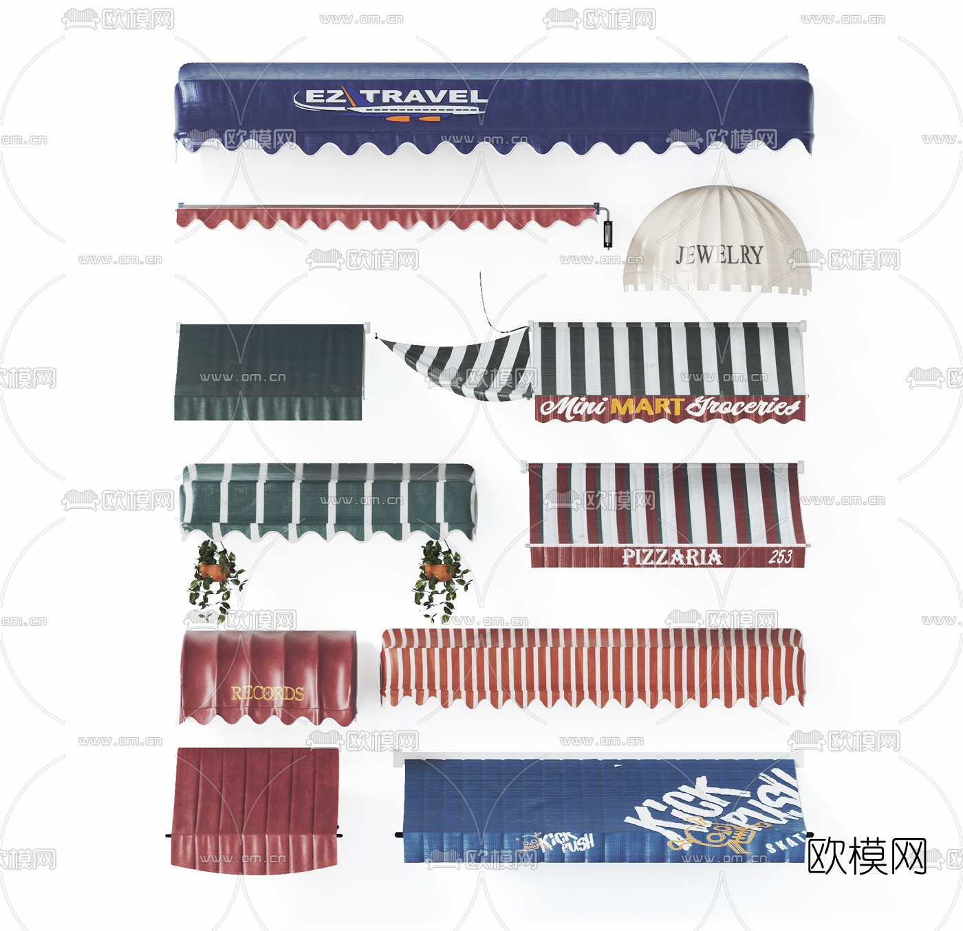 现代遮阳棚雨棚3d模型下载