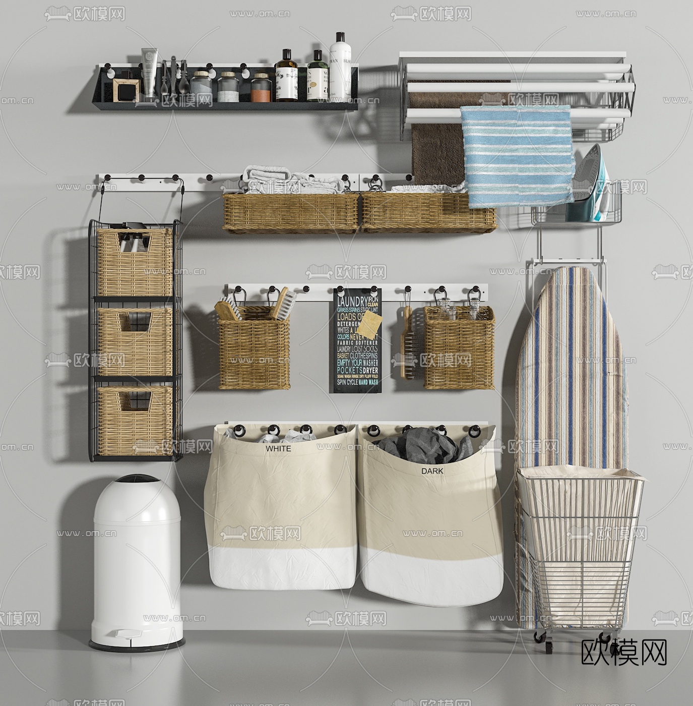 北欧浴室收纳篓洗浴用品3d模型