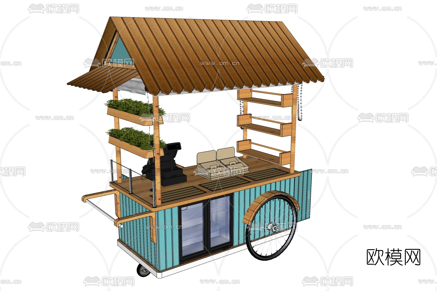现代移动餐车免费su模型下载