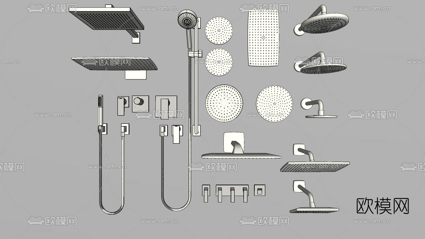 现代淋浴花洒su模型下载