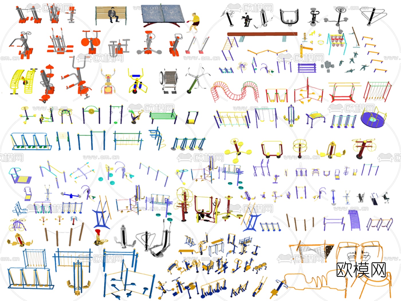 现代健身器材su模型下载