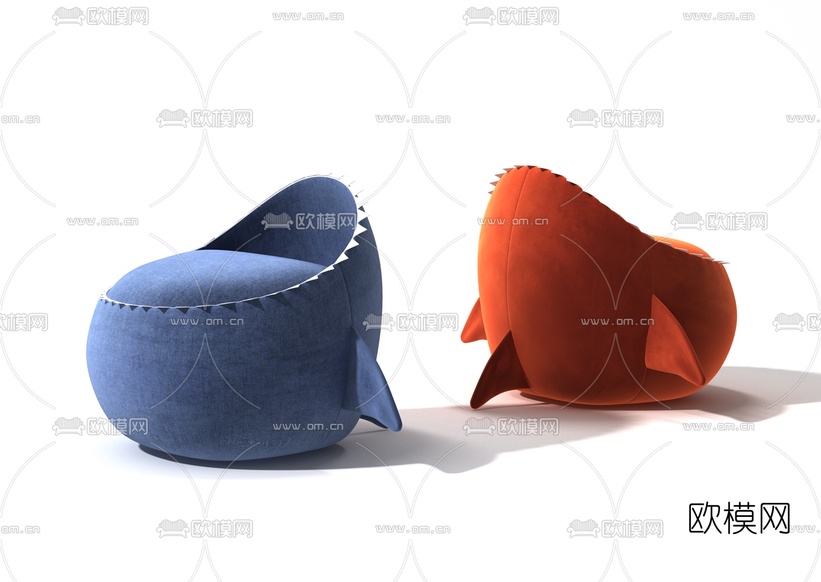 现代卡通鲨鱼儿童沙发3d模型下载