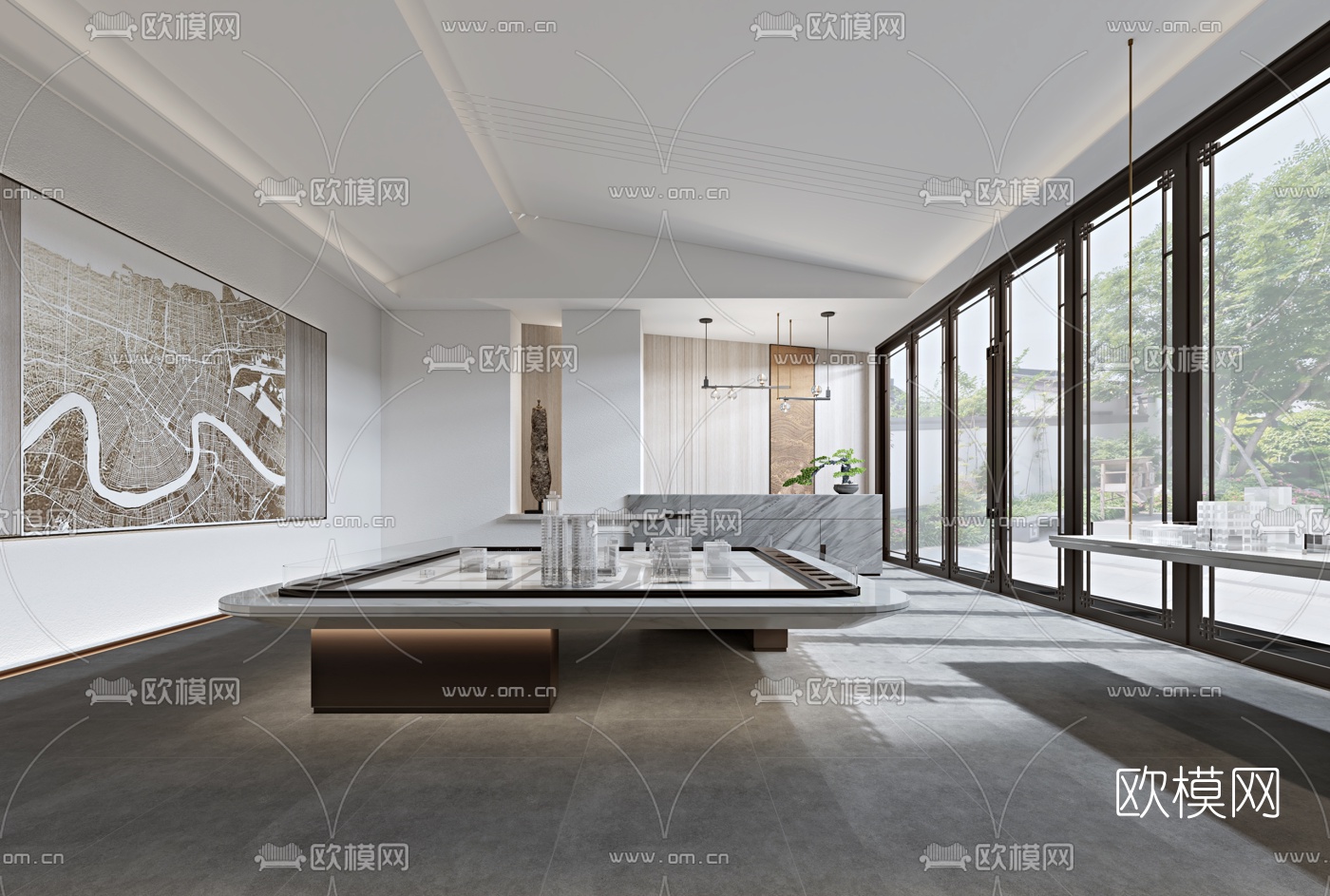 新中式售楼处洽谈区3d模型