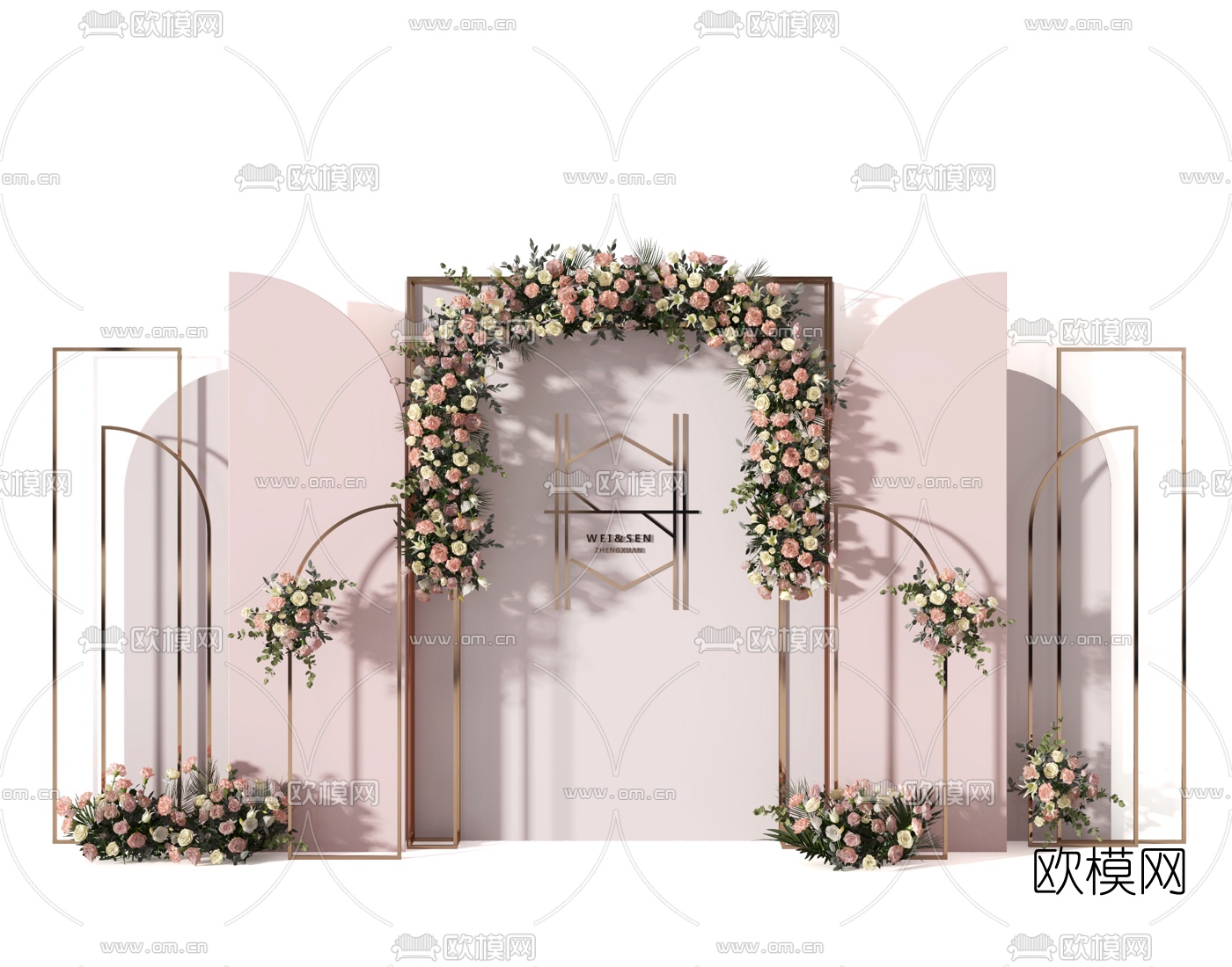 现代婚庆花卉花圈美陈3d模型下载