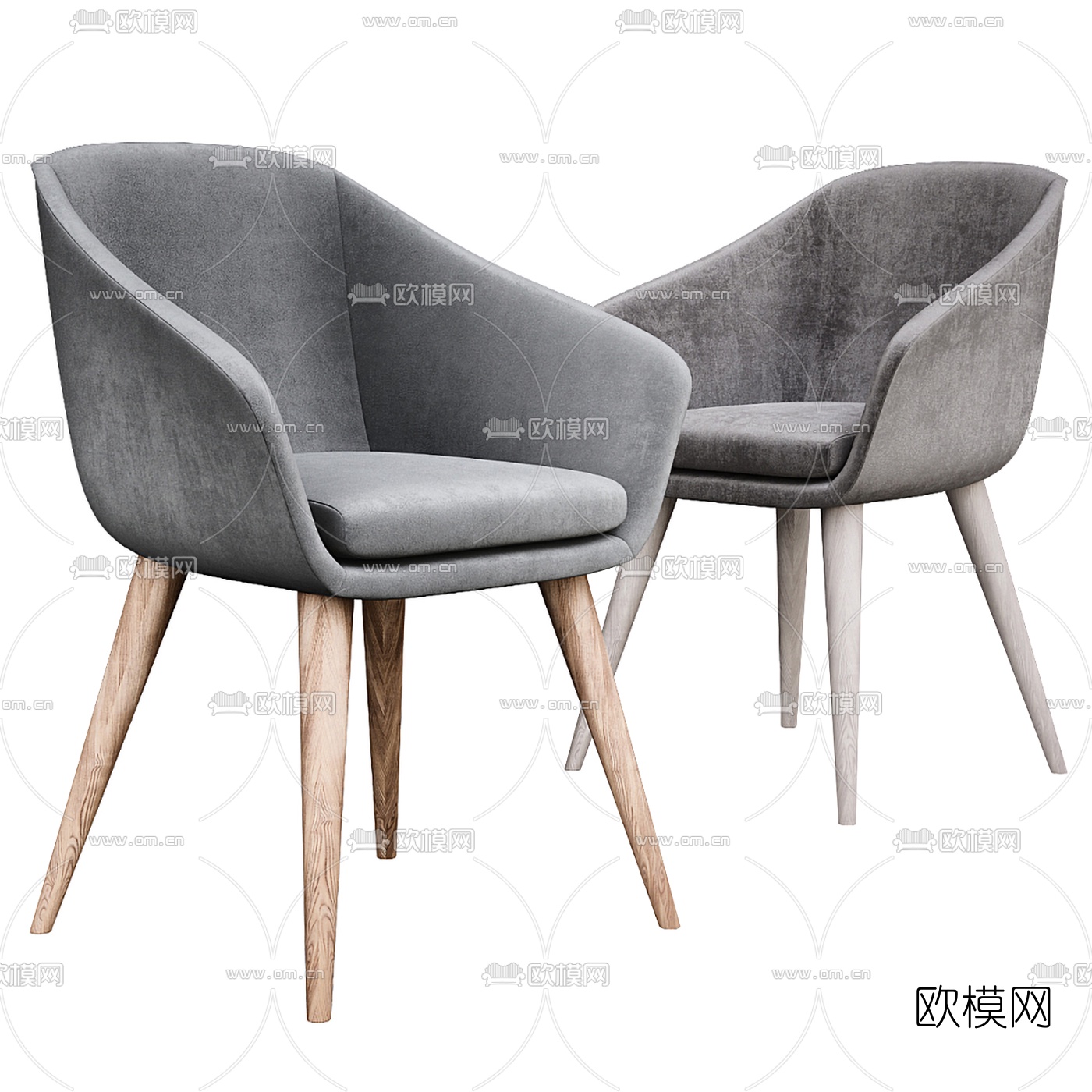 现代布艺单椅餐椅3d模型