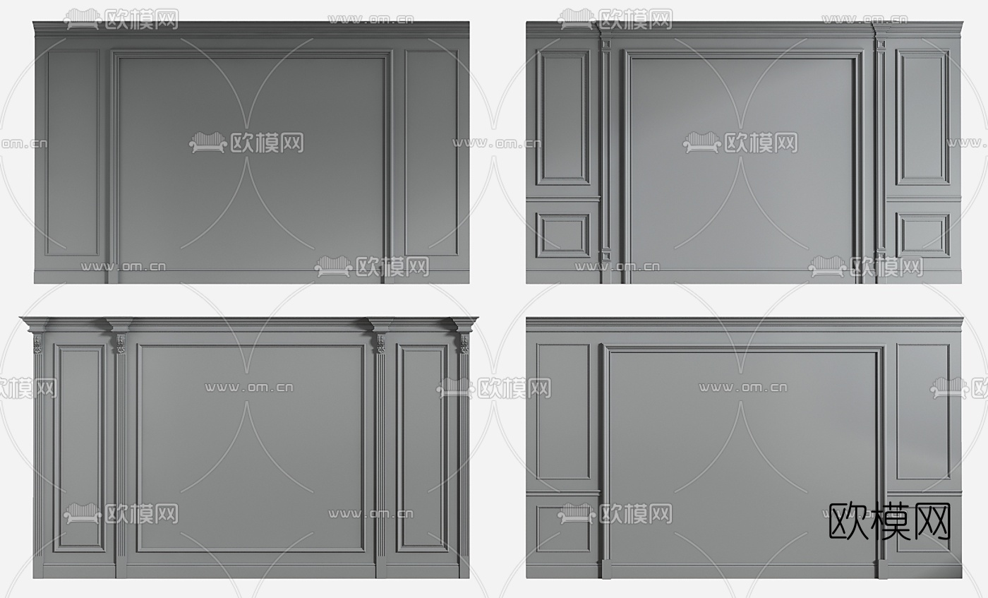 美式简约护墙板3d模型下载