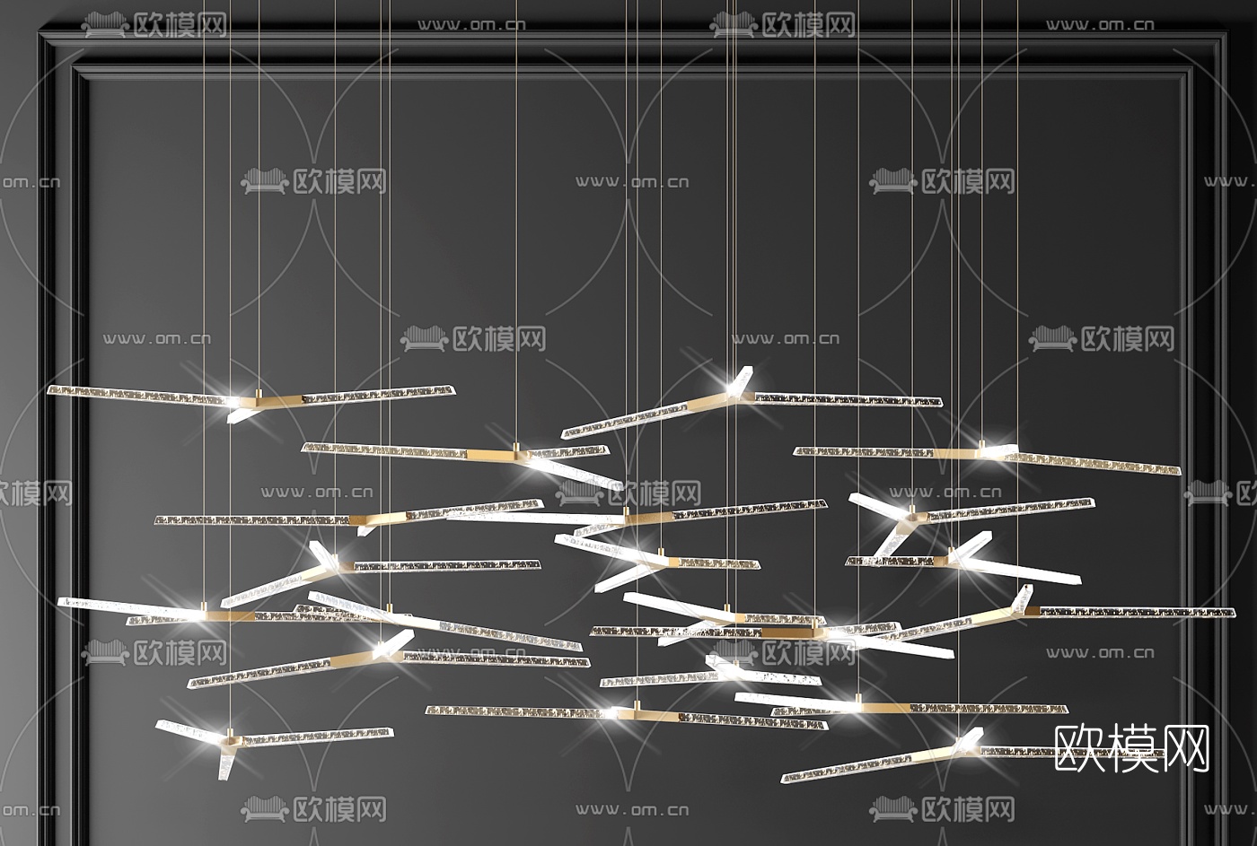 现代轻奢水晶吊灯3d模型下载