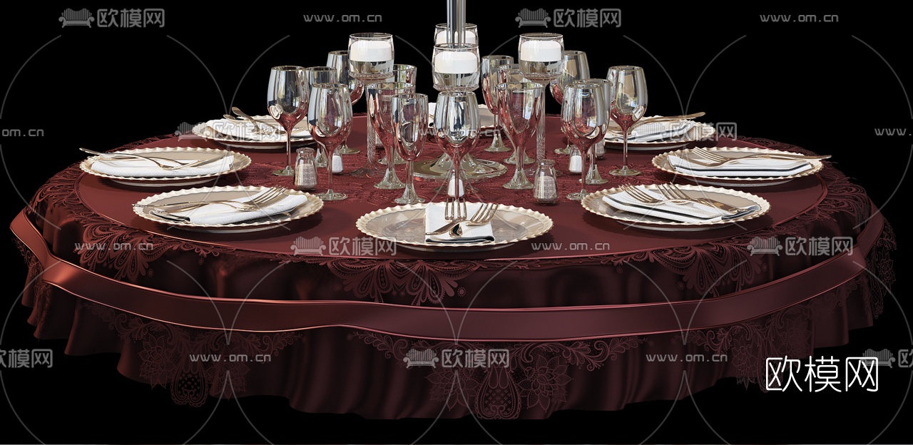 欧式烛台金属餐具3d模型下载（渲染图3）