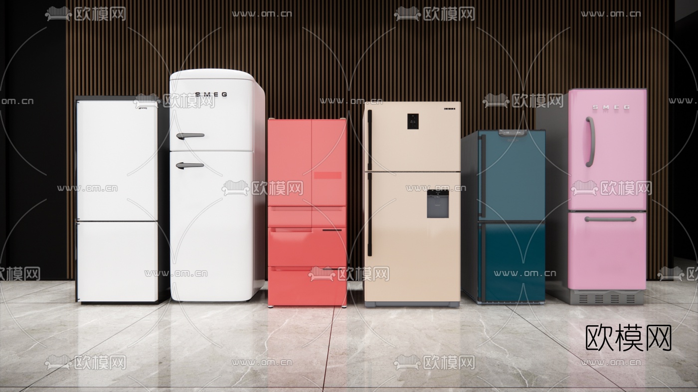 现代单开冰箱su模型下载（渲染图1）