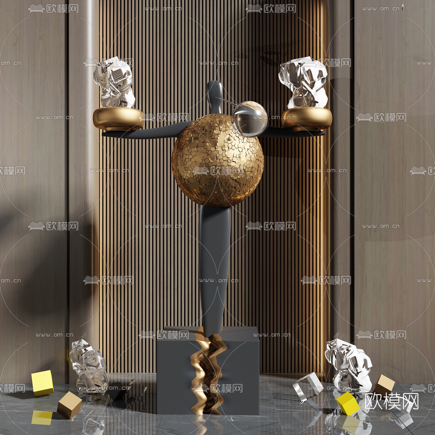 现代艺术抽象雕塑3d模型下载