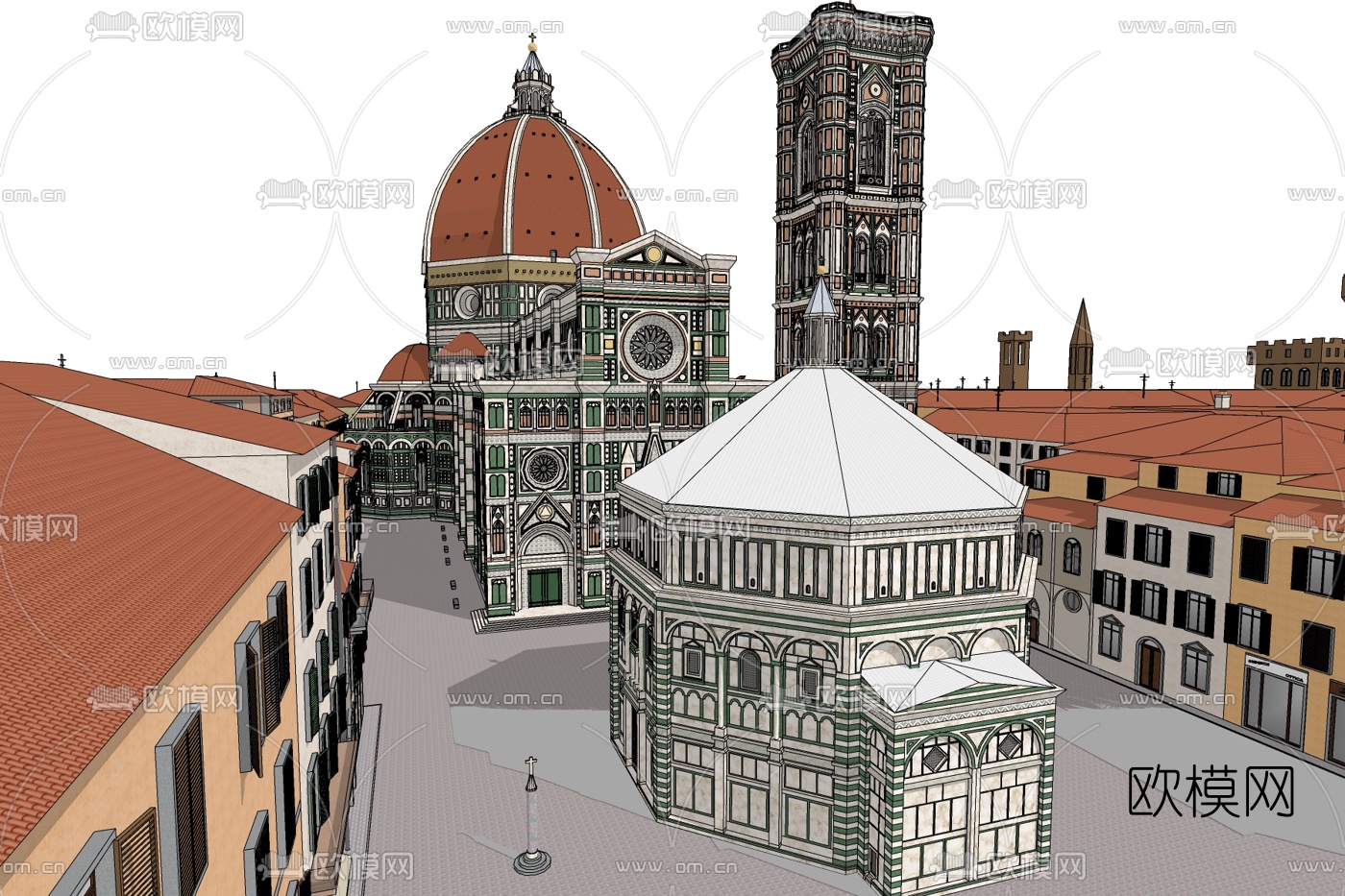 欧式商业街免费su模型下载