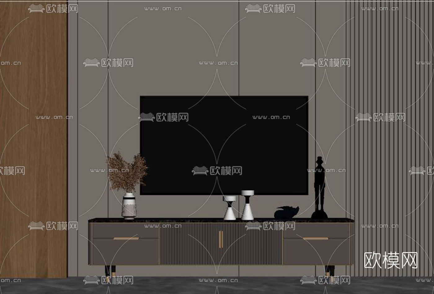 现代轻奢电视柜su模型