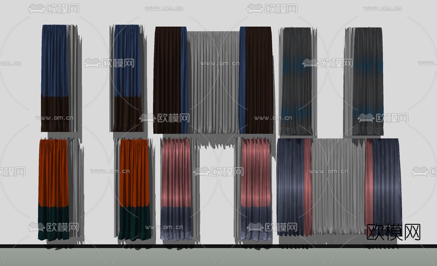 现代布艺窗帘su模型下载（渲染图2）