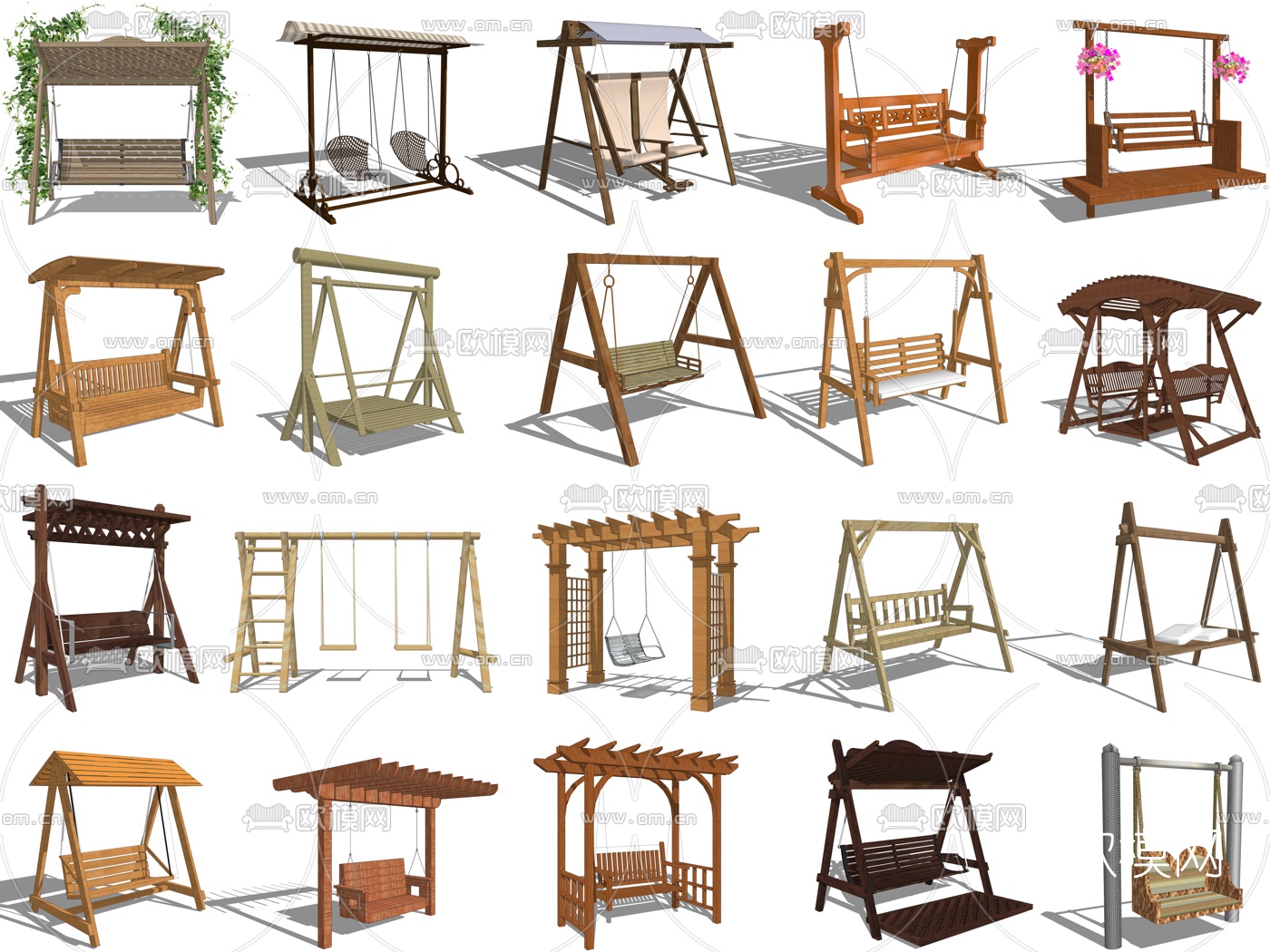 现代秋千椅子吊椅su模型下载（渲染图1）