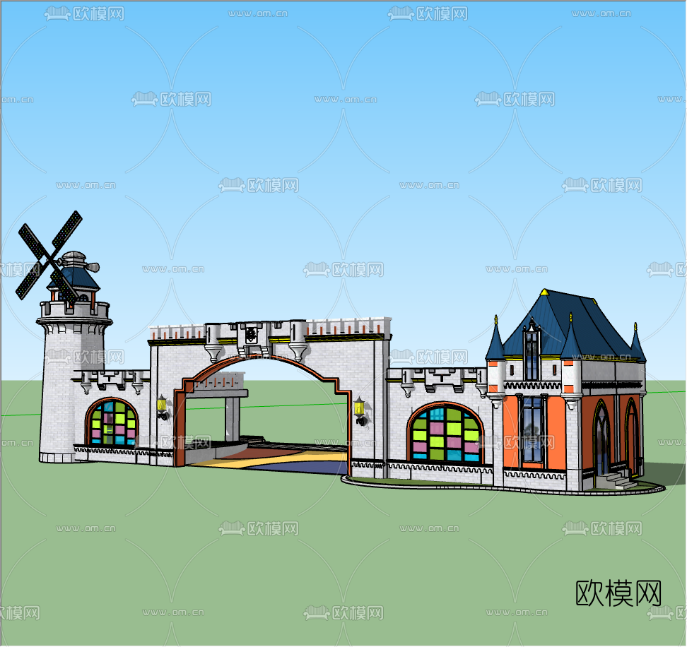 现代儿童乐园入口大门su模型下载（渲染图2）