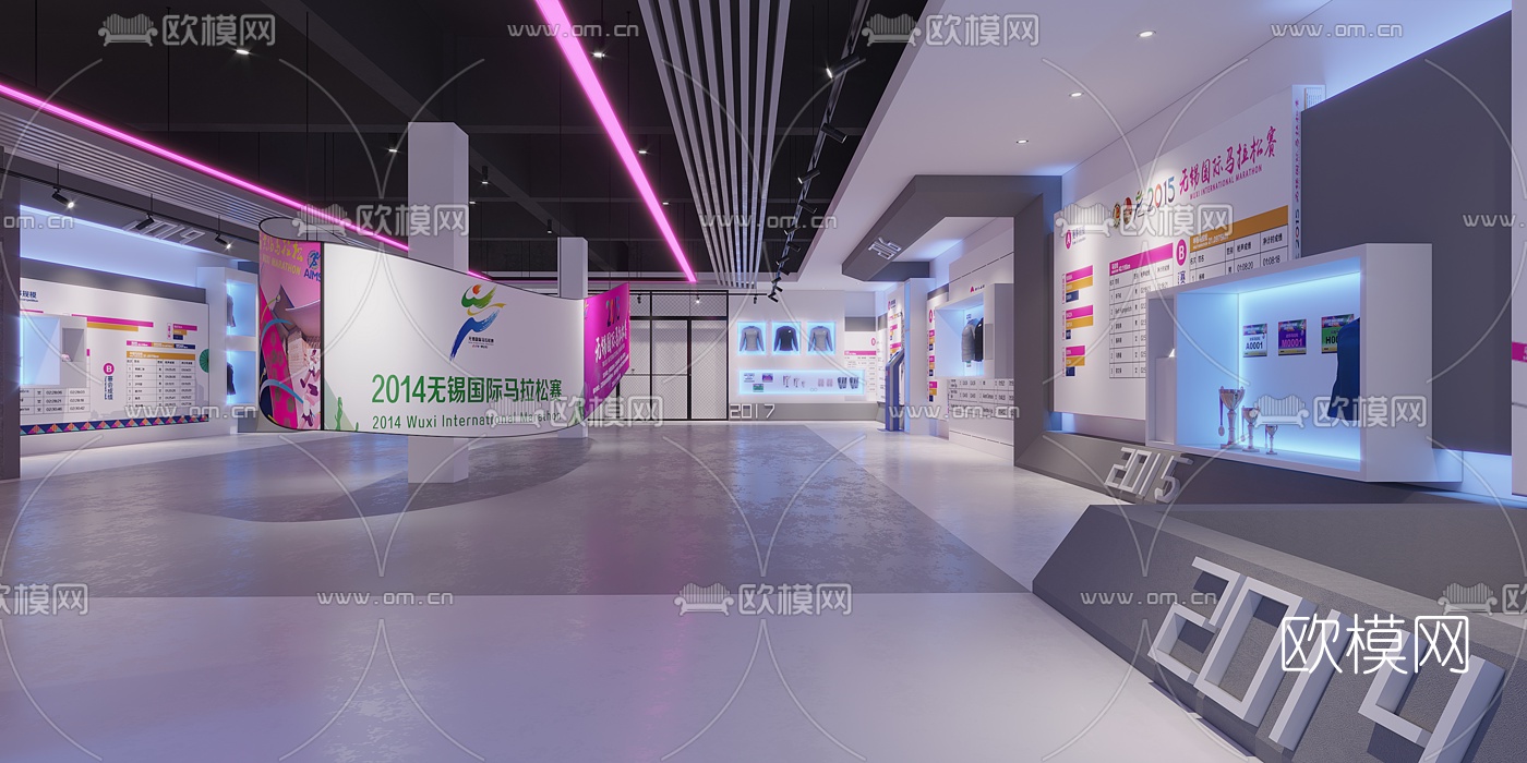 工业风马拉松运动展厅3d模型
