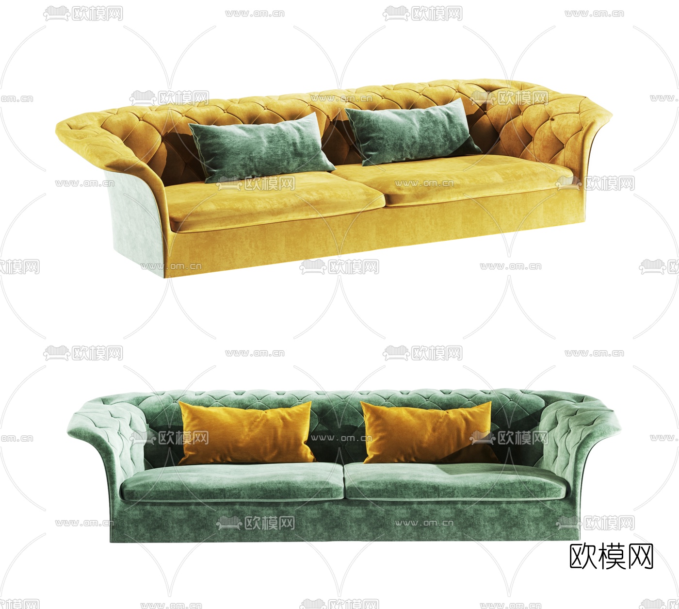 Moroso 简欧绒布双人沙发3d模型