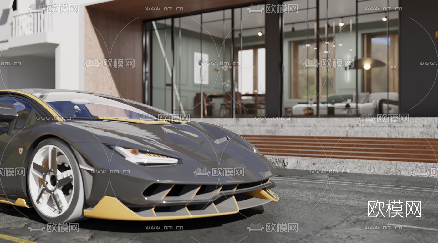 现代独栋别墅外观3d模型下载（渲染图4）