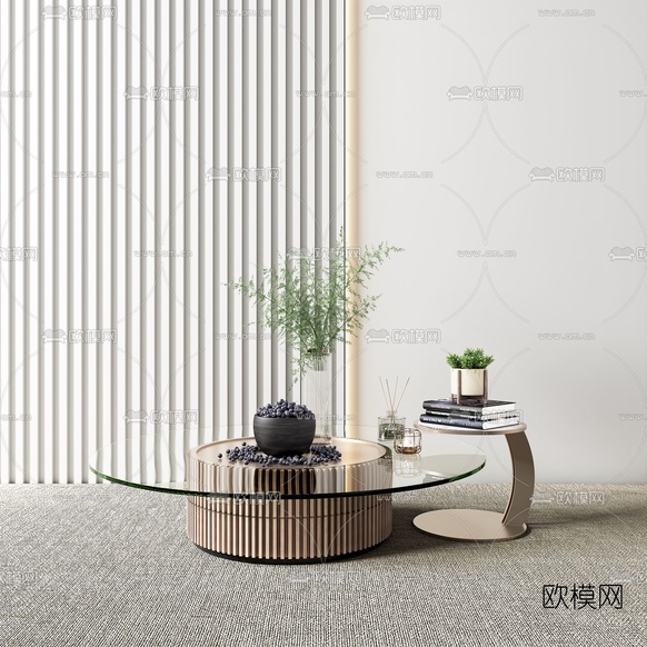 现代子母茶几3d模型下载(渲染图3)