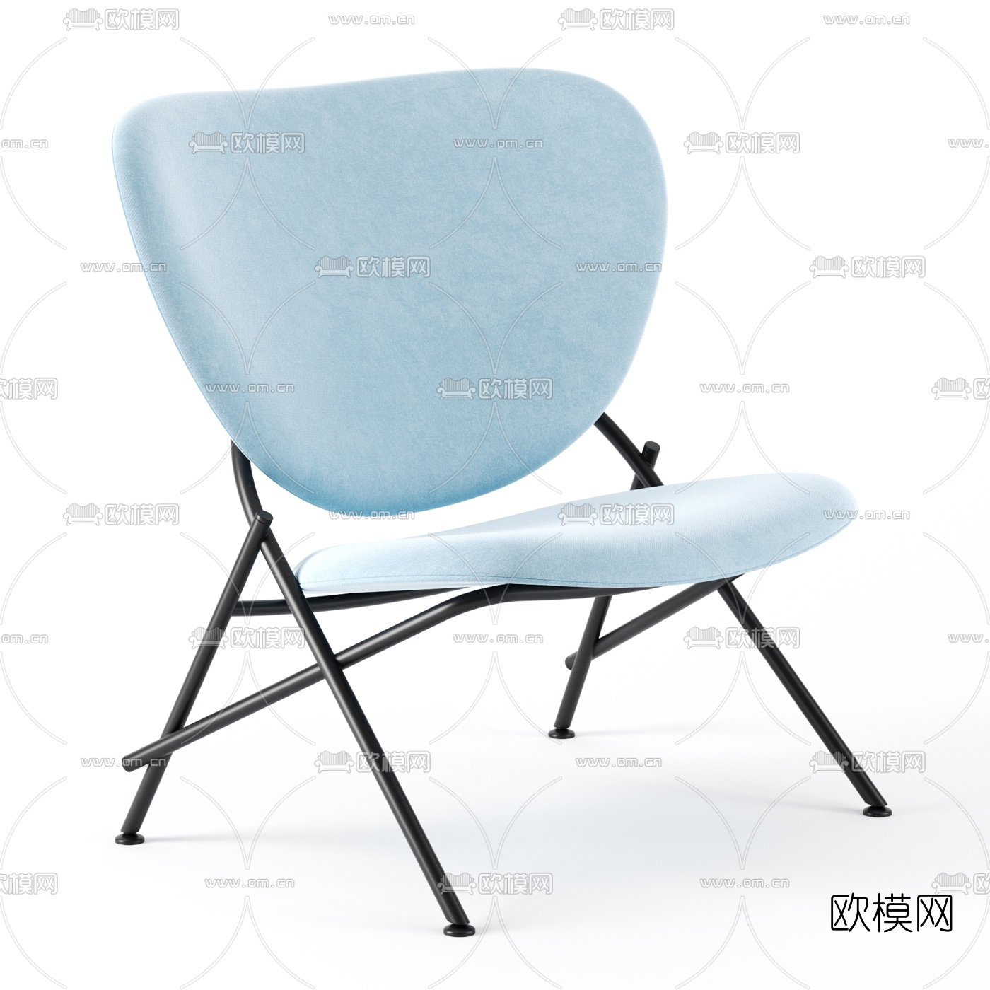 现代布艺简易单椅3d模型下载（渲染图1）