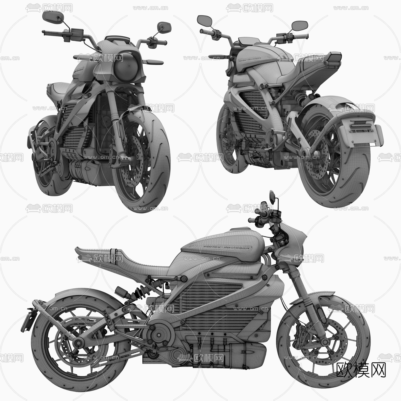 现代戴维森摩托车机车3d模型