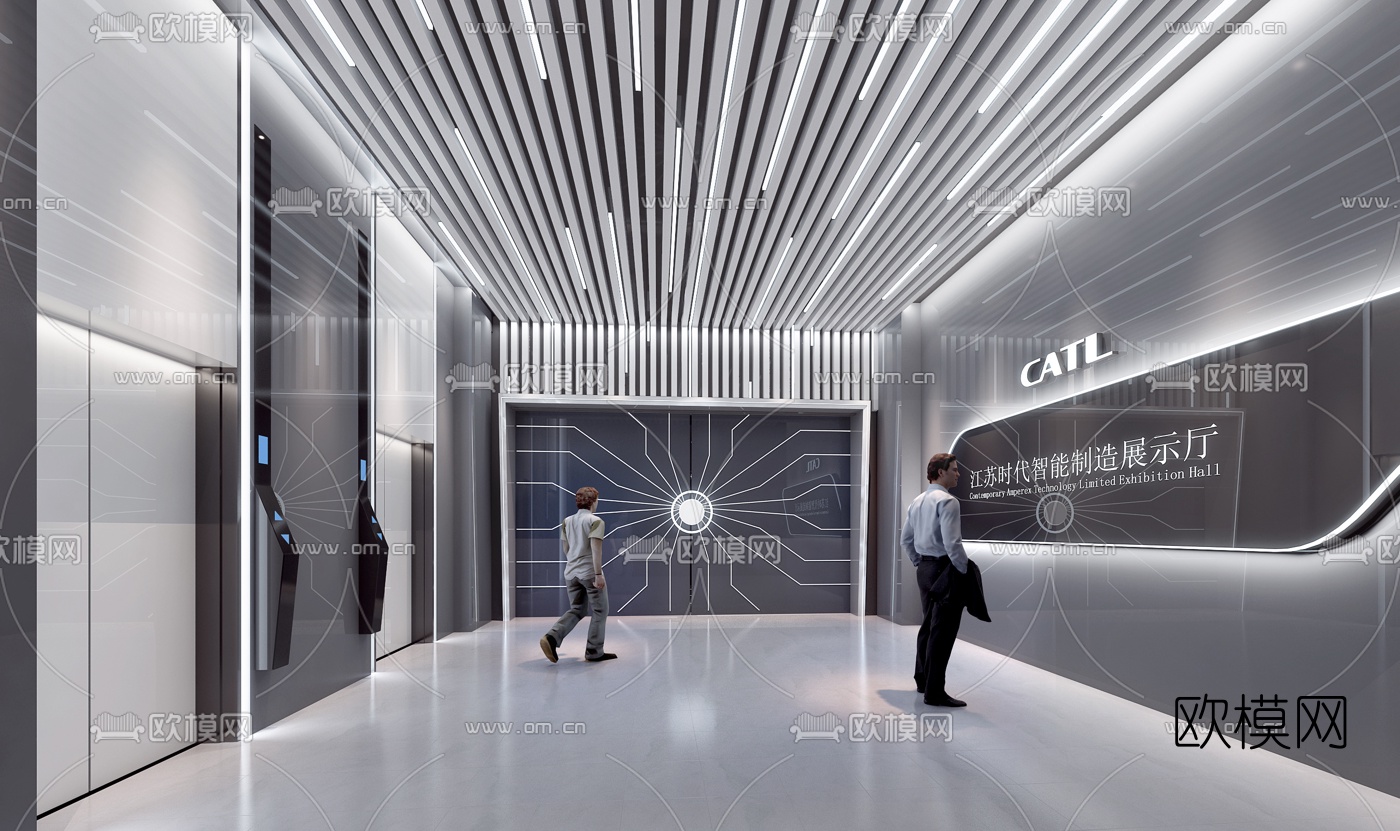 后现代科技电梯厅3d模型下载
