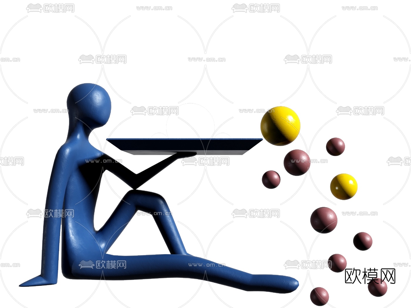现代人物泡泡雕塑3d模型