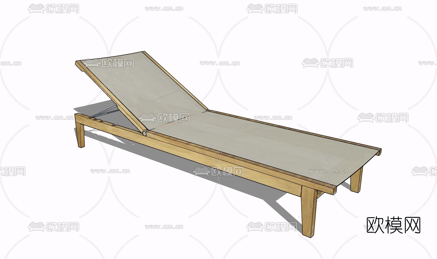 现代实木躺椅免费su模型下载