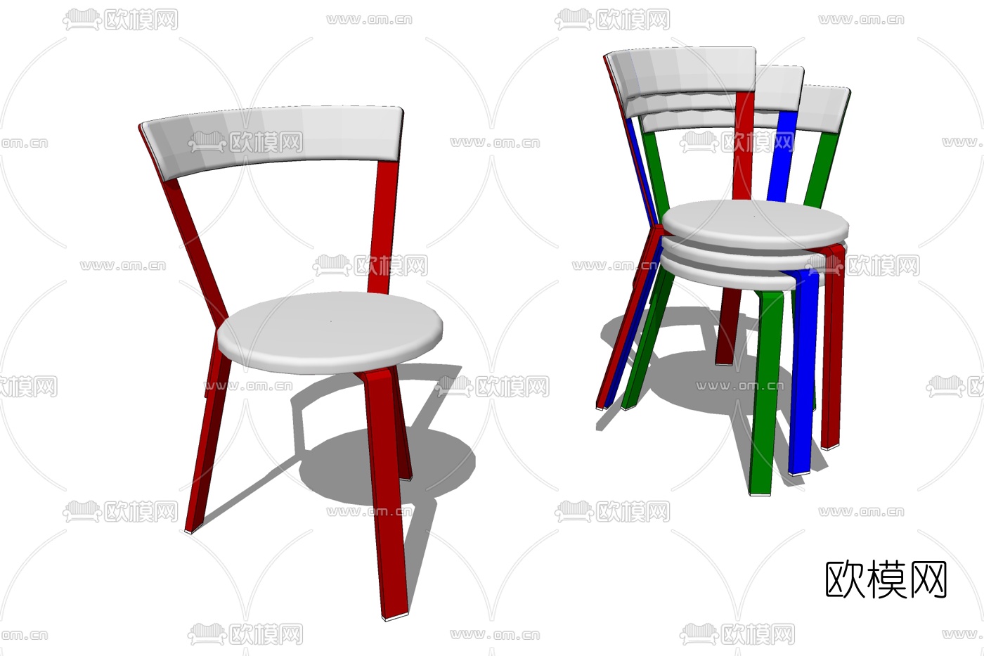 现代金属单椅免费su模型下载