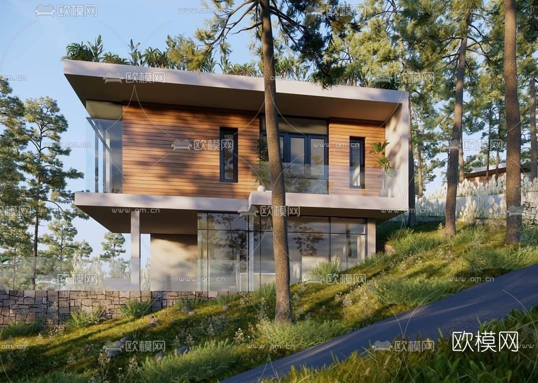 现代度假村别墅建筑su模型下载（渲染图2）