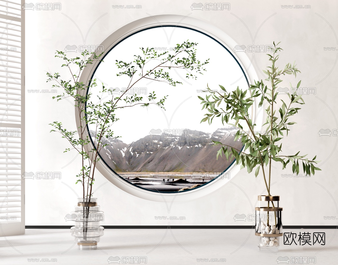 现代水生植物花瓶3d模型下载