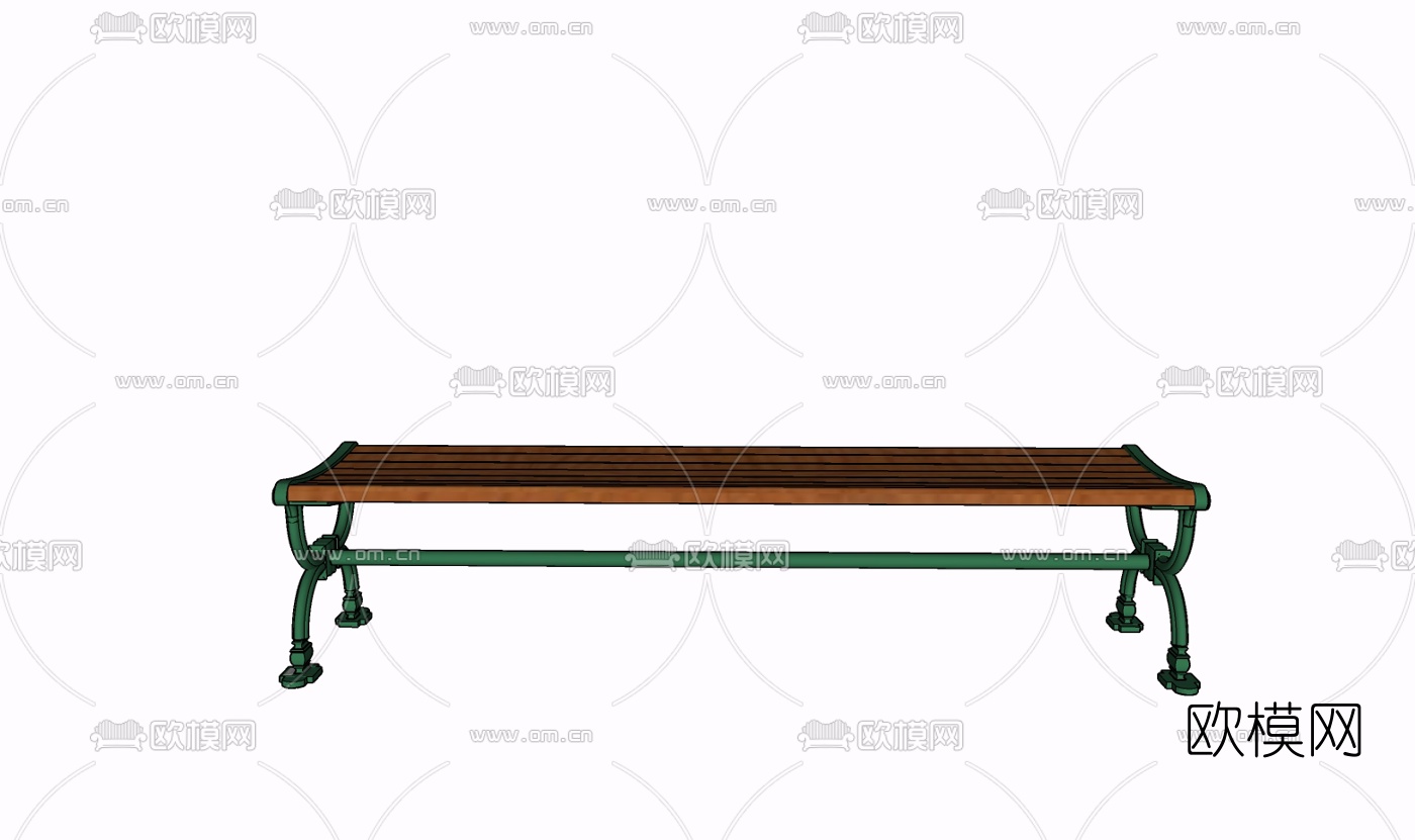 现代实木长凳免费su模型下载