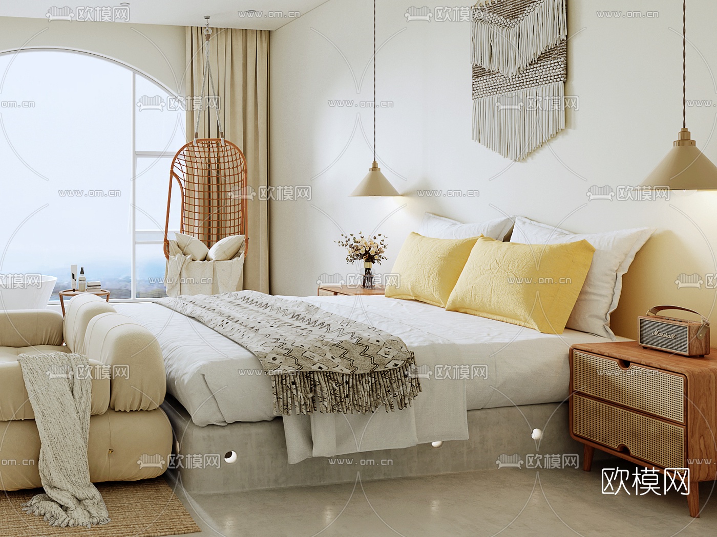 北欧民宿客房3d模型下载（渲染图3）