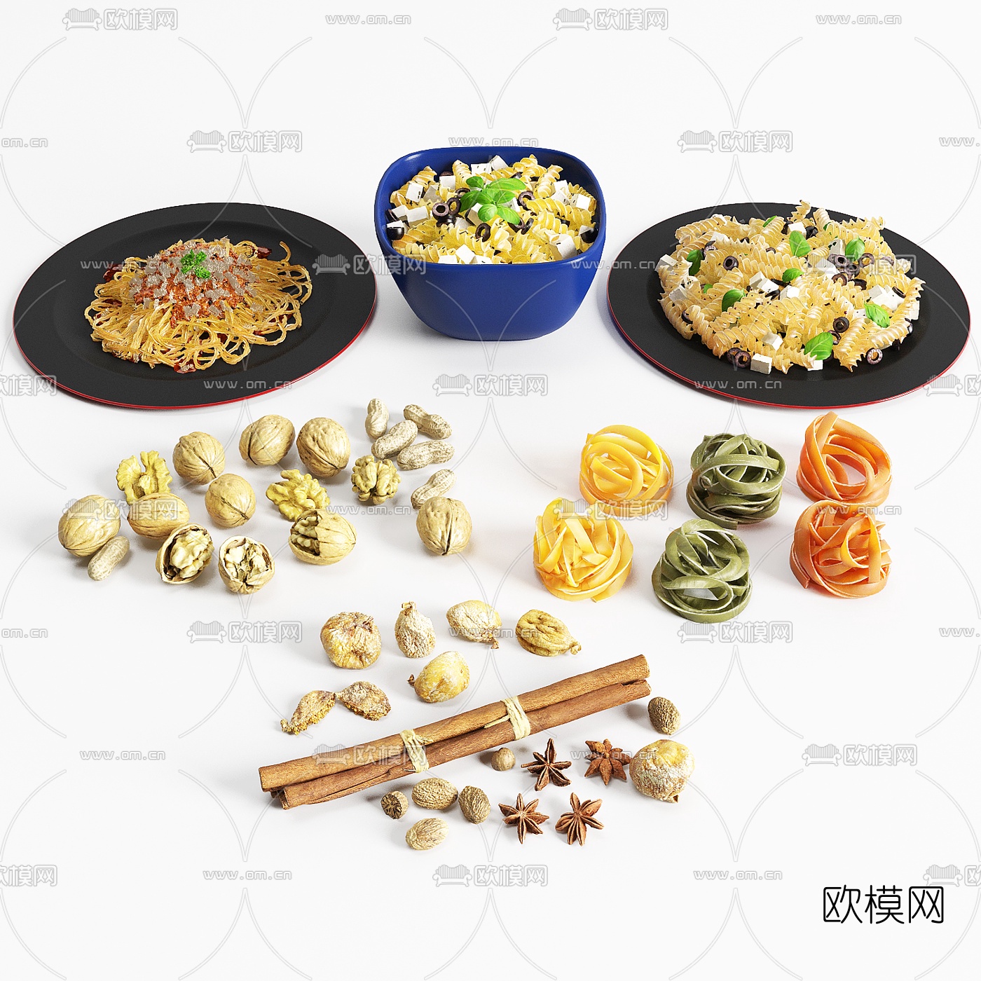 现代意大利面食物3d模型