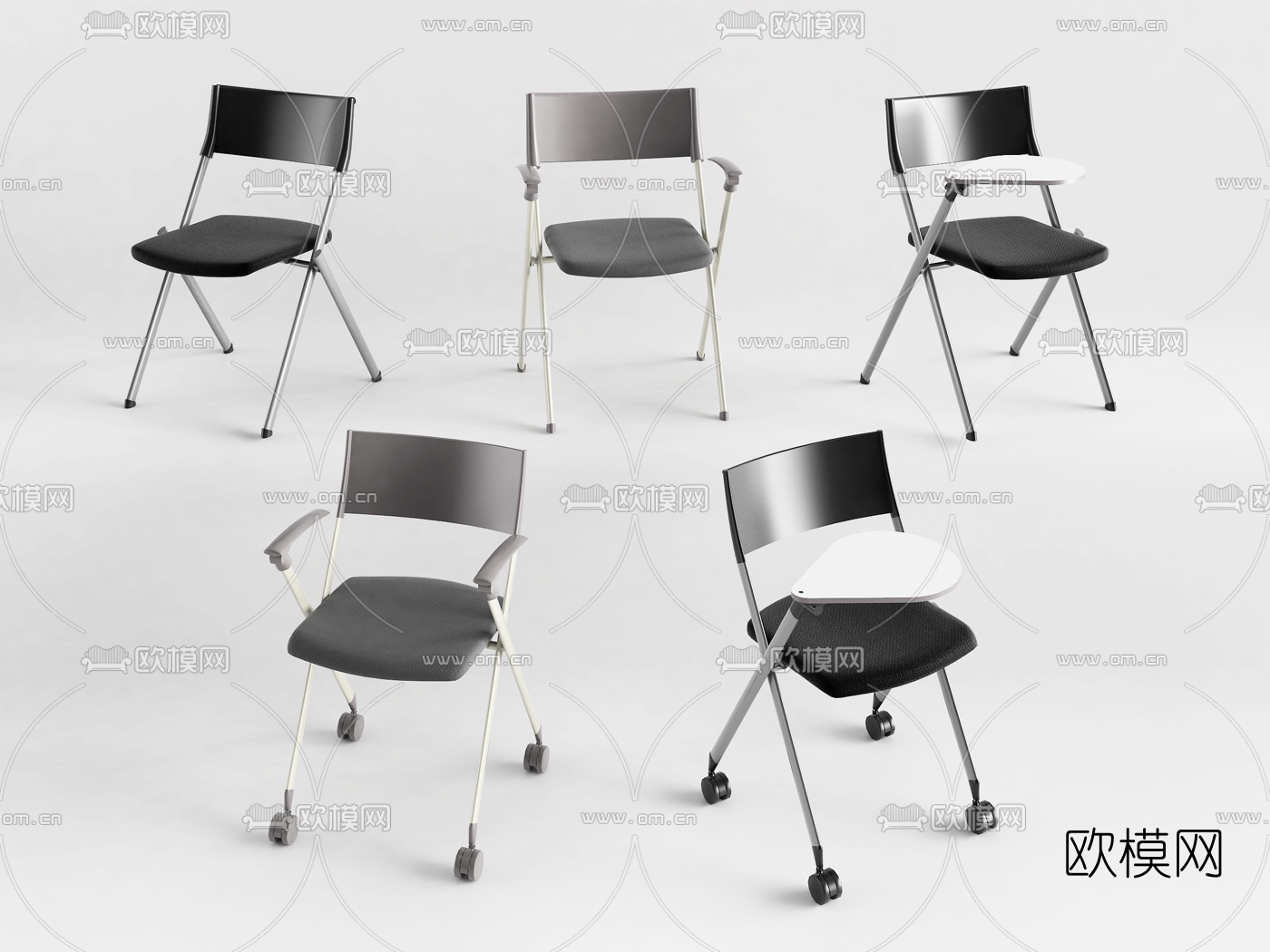 现代折叠培训椅会议椅3d模型下载