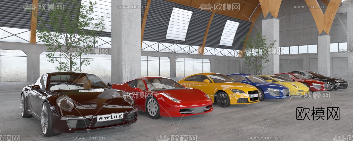 工业风跑车展厅3d模型