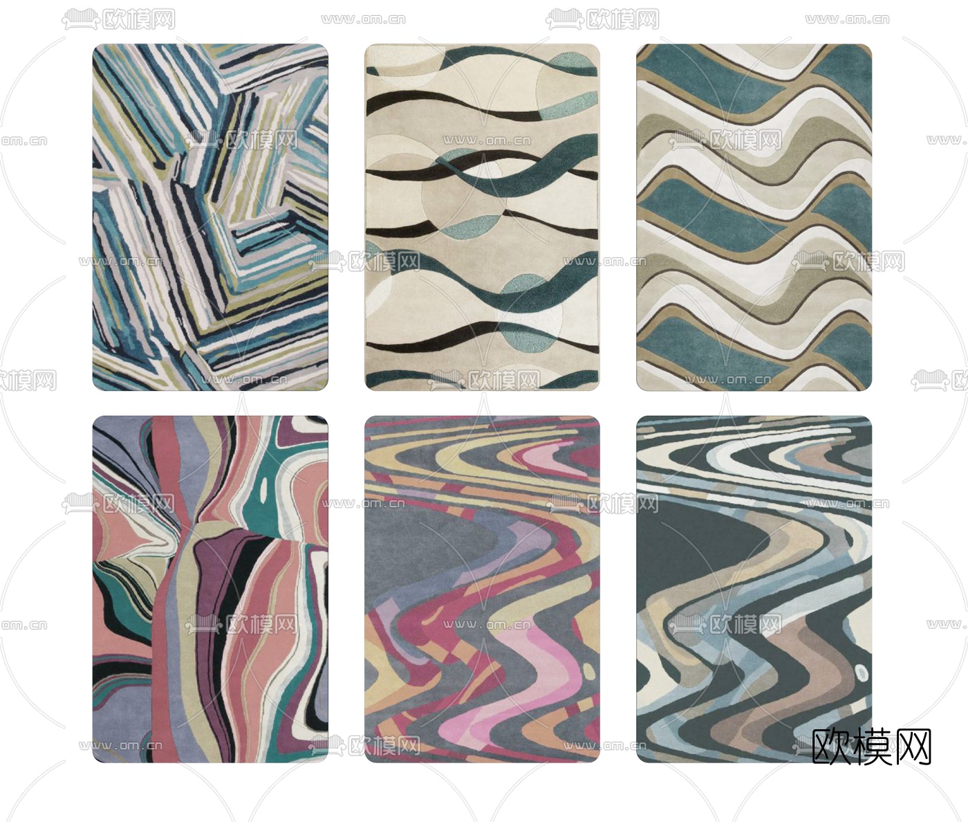 现代布艺地毯su模型下载