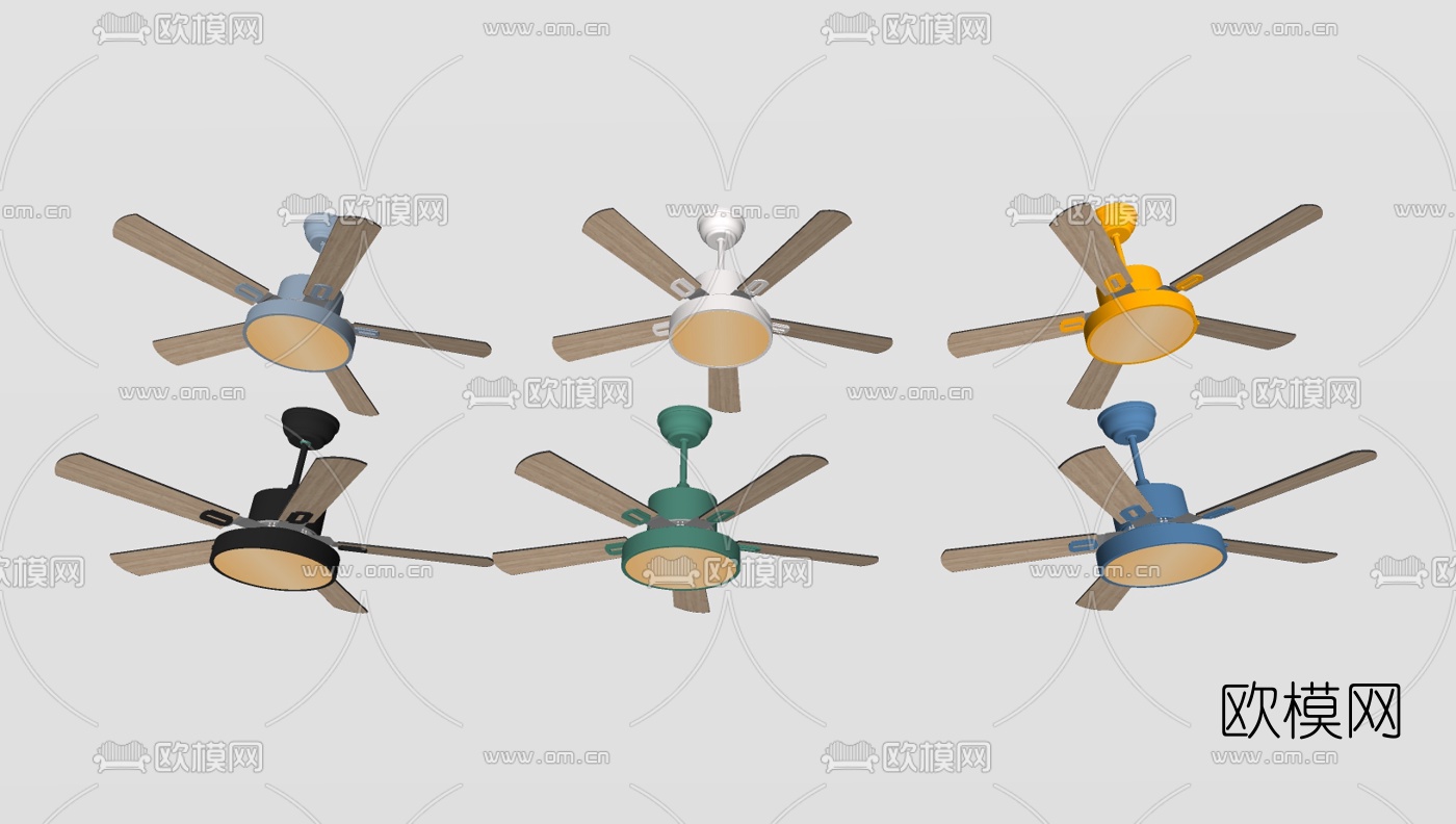 北欧吊扇吊灯su模型下载（渲染图2）