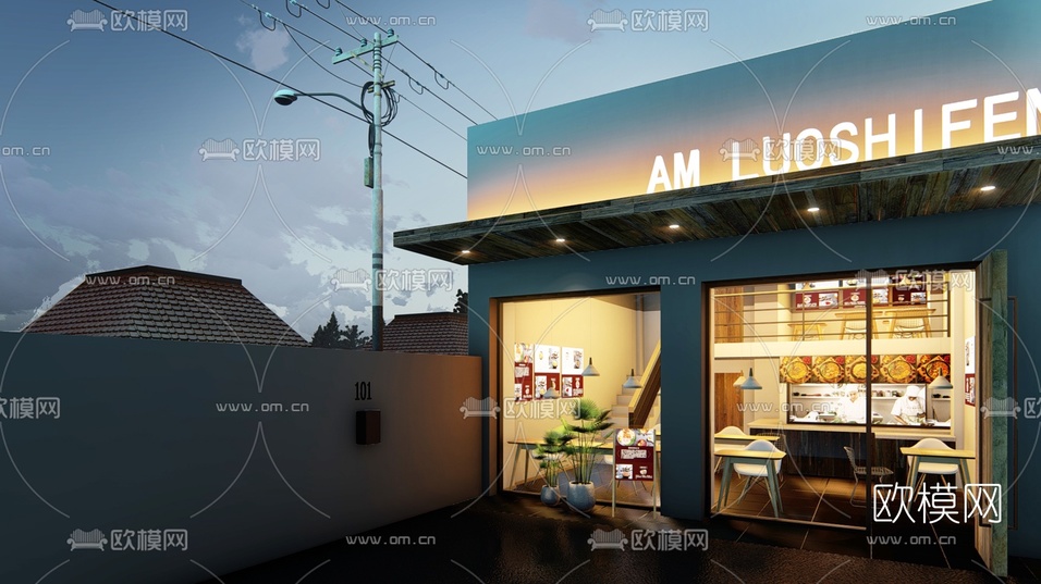 现代快餐店免费3d模型下载