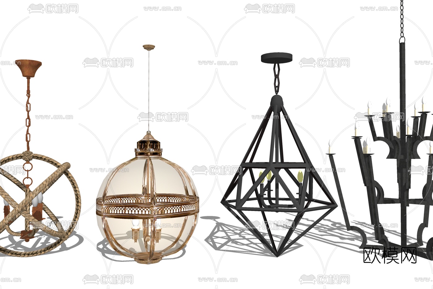 北欧吊灯su模型下载
