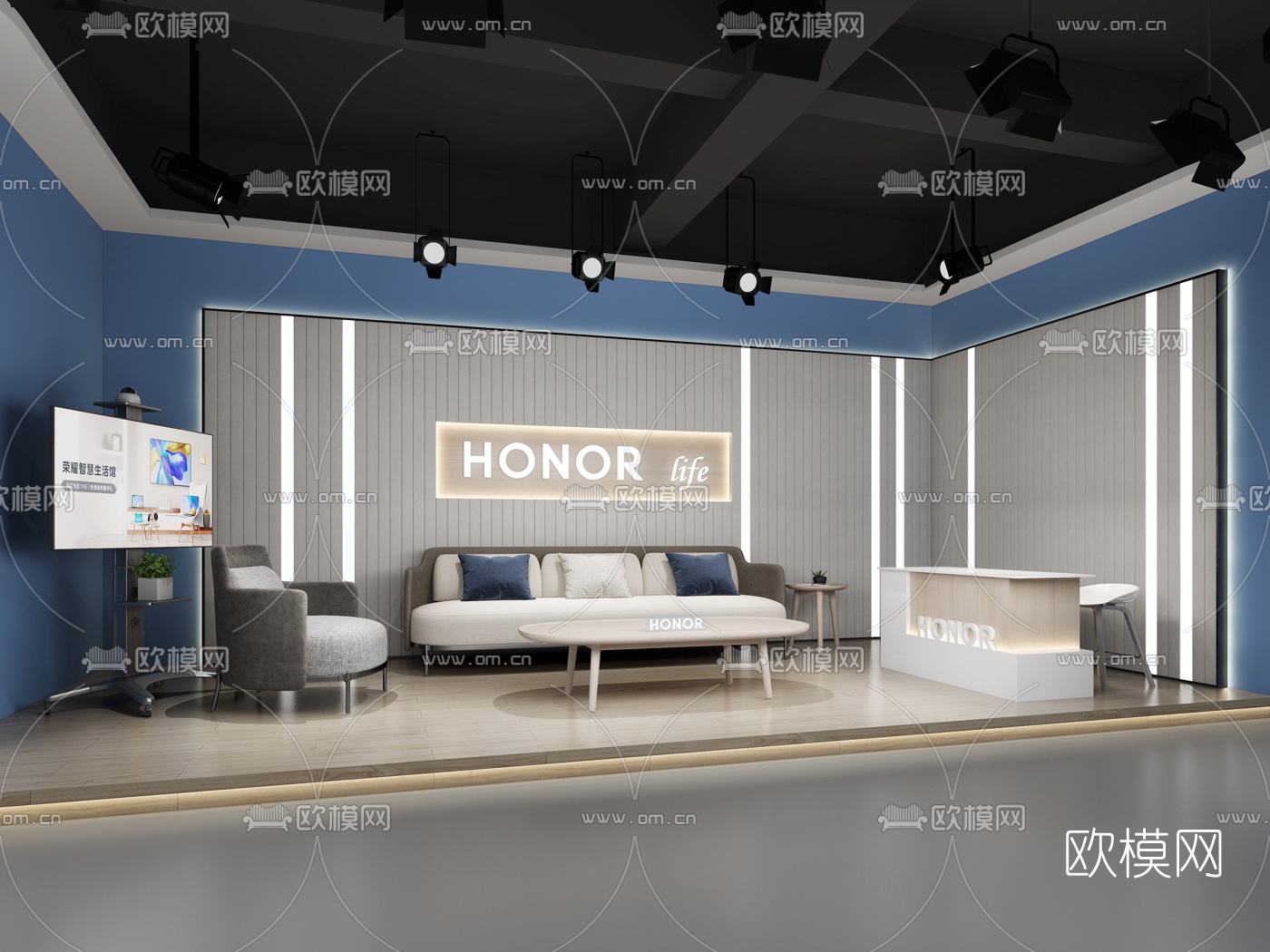 现代简约直播室导播室3d模型
