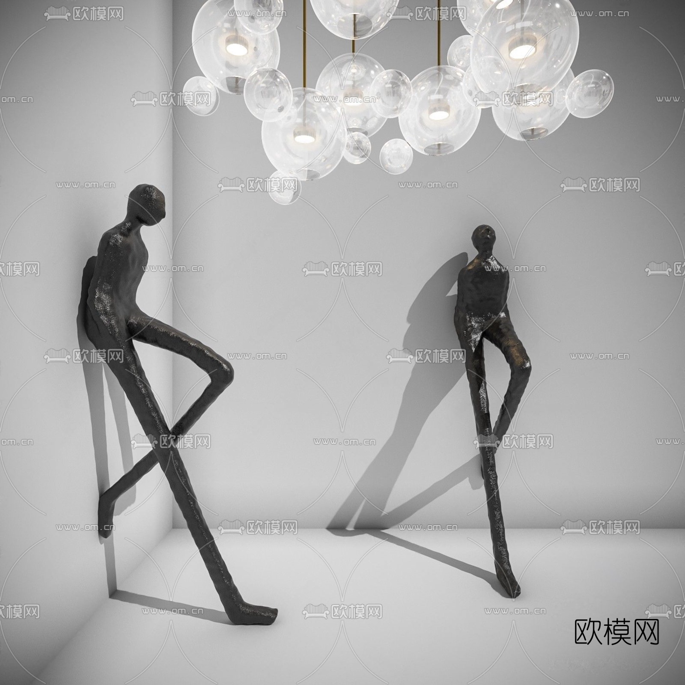 现代人形雕塑3d模型