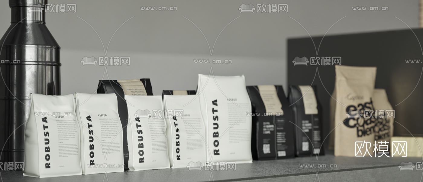 现代高级灰咖啡店3d模型